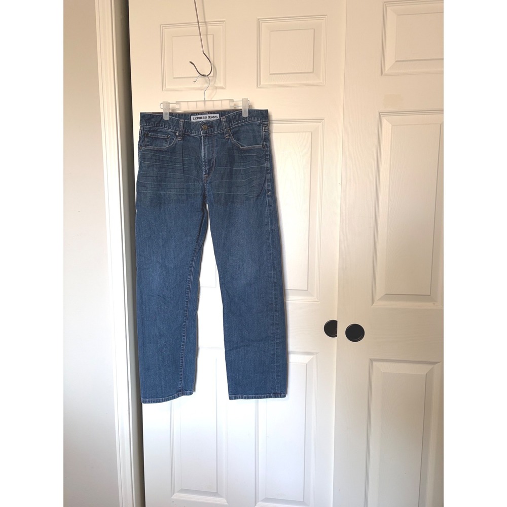 Express Jeans Rocco Slim Fit Straight Leg Medium Wash Denim 32x30 Mens